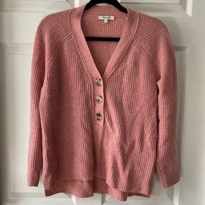 Madewell Rose Pink V-neck Long Sleeve Wool Blend Sweater Size S